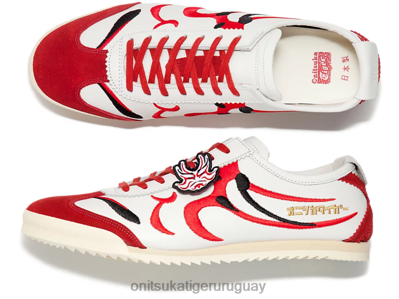 Onitsuka Tiger México 66 de lujo hombres J06BX140 blanco/rojo clásico zapatos