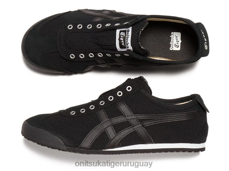 Onitsuka Tiger México 66 sin cordones unisexo J06BX360 negro zapatos