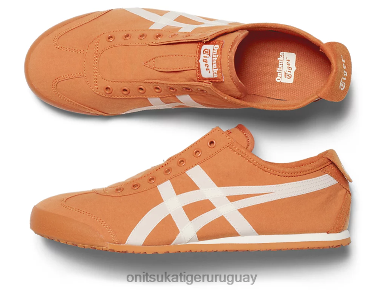 Onitsuka Tiger México 66 sin cordones unisexo J06BX8 naranja óxido/crema zapatos