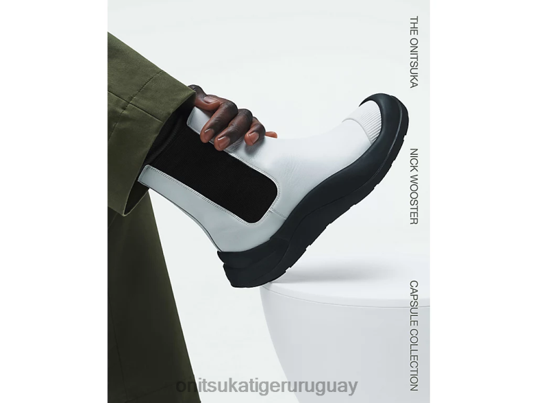 Onitsuka Tiger bota gore lateral wigurve unisexo J06BX15 blanco negro zapatos