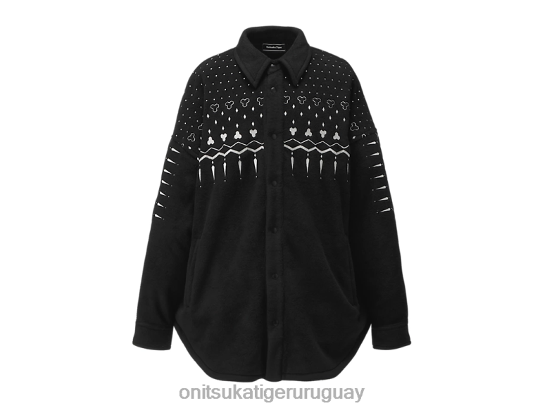Onitsuka Tiger camisa de gran tamaño hombres J06BX448 blanco negro ropa