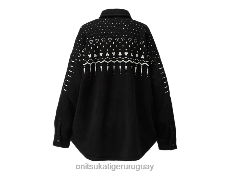 Onitsuka Tiger camisa de gran tamaño hombres J06BX448 blanco negro ropa