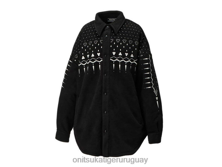 Onitsuka Tiger camisa de gran tamaño hombres J06BX448 blanco negro ropa