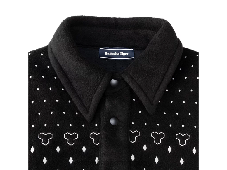 Onitsuka Tiger camisa de gran tamaño hombres J06BX448 blanco negro ropa