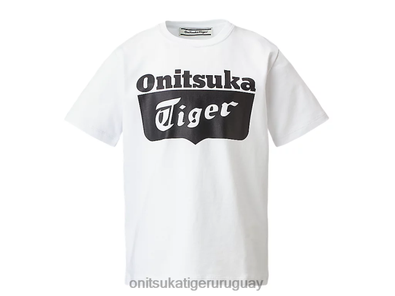 Onitsuka Tiger camiseta con logo niños J06BX669 blanco auténtico/negro de alto rendimiento ropa