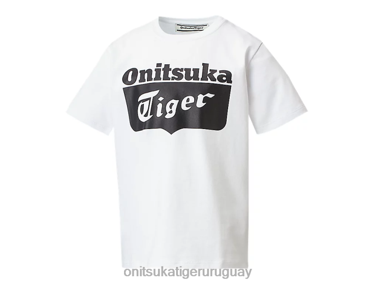 Onitsuka Tiger camiseta con logo niños J06BX669 blanco auténtico/negro de alto rendimiento ropa