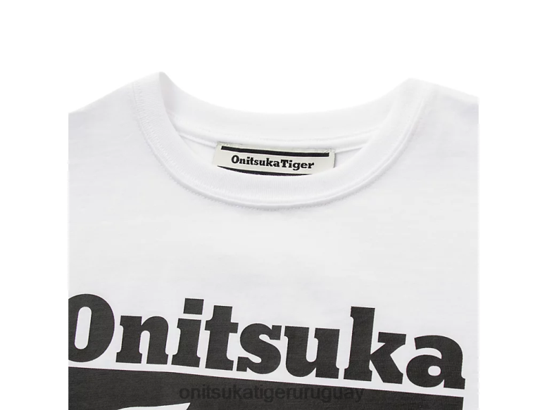 Onitsuka Tiger camiseta con logo niños J06BX669 blanco auténtico/negro de alto rendimiento ropa