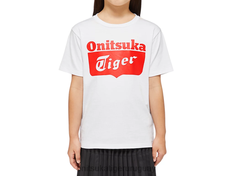 Onitsuka Tiger camiseta con logo niños J06BX670 alerta blanca/roja real ropa