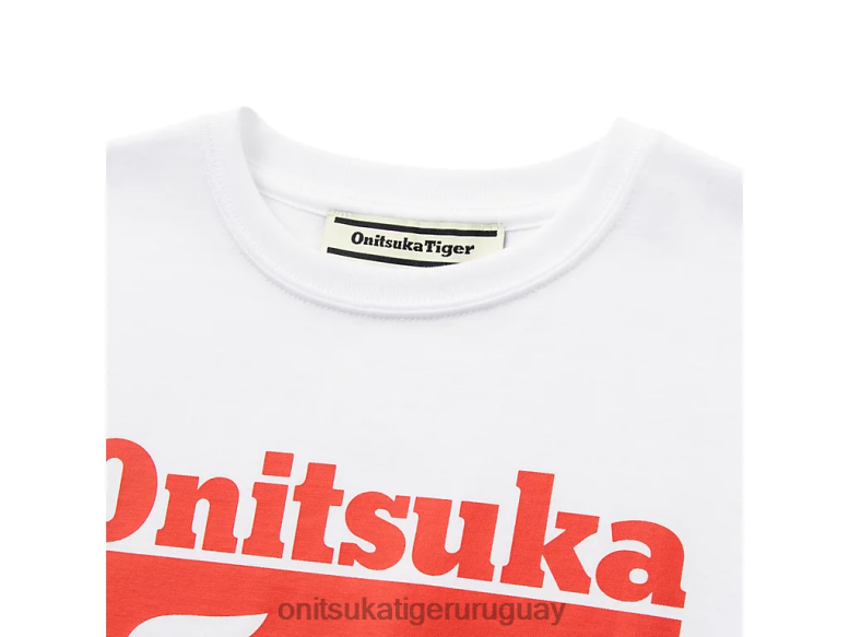 Onitsuka Tiger camiseta con logo niños J06BX670 alerta blanca/roja real ropa