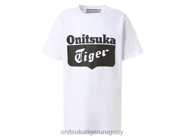 Onitsuka Tiger camiseta con logo niños J06BX672 blanco auténtico/negro de alto rendimiento ropa