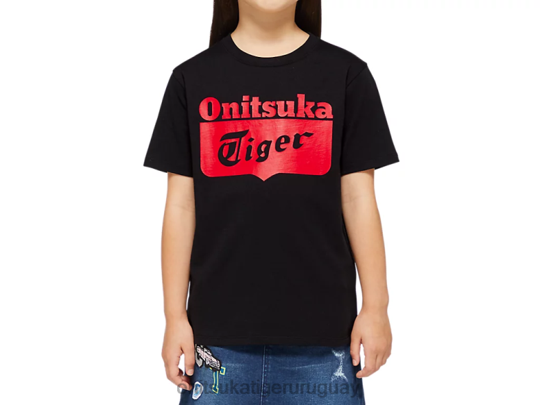 Onitsuka Tiger camiseta con logo niños J06BX673 alerta de rendimiento negro/rojo ropa
