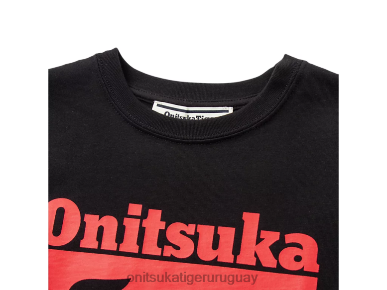 Onitsuka Tiger camiseta con logo niños J06BX673 alerta de rendimiento negro/rojo ropa