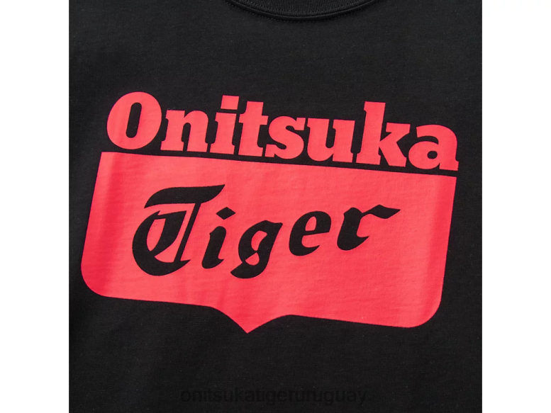Onitsuka Tiger camiseta con logo niños J06BX673 alerta de rendimiento negro/rojo ropa