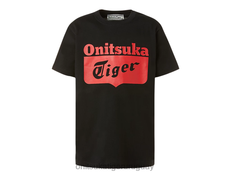 Onitsuka Tiger camiseta con logo niños J06BX676 rendimiento negro/rojo fuego ropa