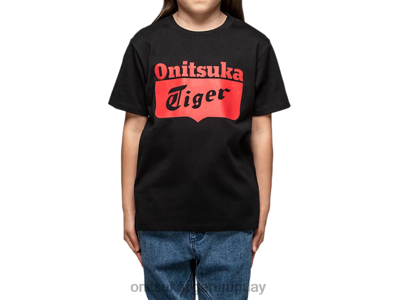 Onitsuka Tiger camiseta con logo niños J06BX676 rendimiento negro/rojo fuego ropa