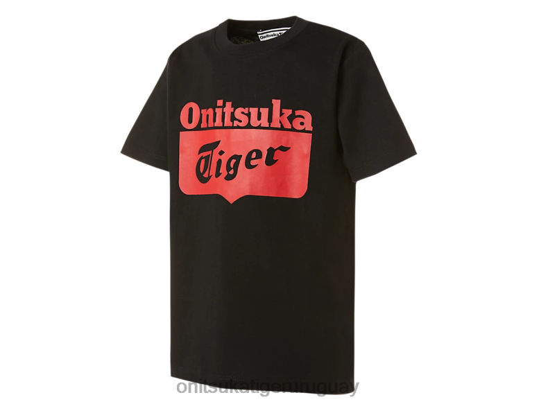 Onitsuka Tiger camiseta con logo niños J06BX676 rendimiento negro/rojo fuego ropa