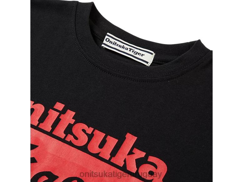 Onitsuka Tiger camiseta con logo niños J06BX676 rendimiento negro/rojo fuego ropa