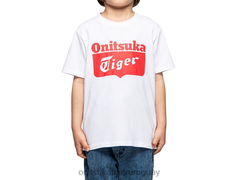 Onitsuka Tiger camiseta con logo niños J06BX677 blanco real/rojo fuego ropa