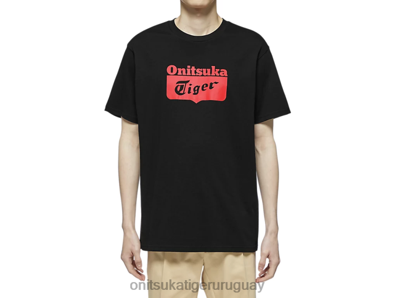 Onitsuka Tiger camiseta con logo unisexo J06BX384 negro/rojo ropa