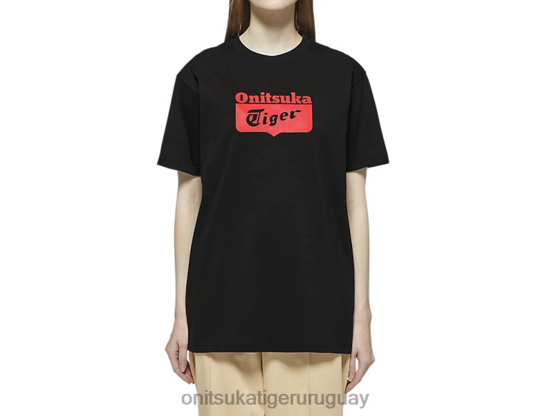 Onitsuka Tiger camiseta con logo unisexo J06BX384 negro/rojo ropa