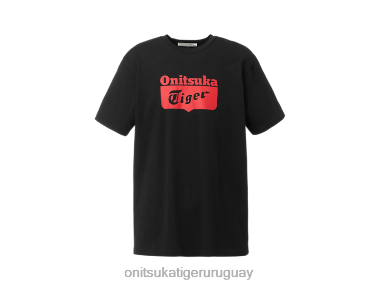 Onitsuka Tiger camiseta con logo unisexo J06BX384 negro/rojo ropa