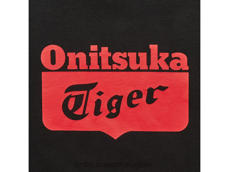 Onitsuka Tiger camiseta con logo unisexo J06BX384 negro/rojo ropa