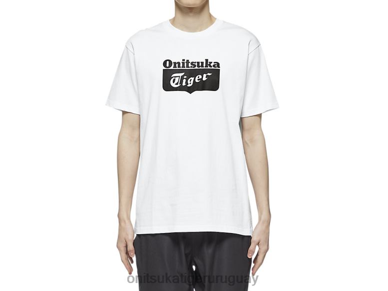 Onitsuka Tiger camiseta con logo unisexo J06BX385 blanco negro ropa