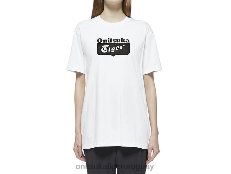 Onitsuka Tiger camiseta con logo unisexo J06BX385 blanco negro ropa