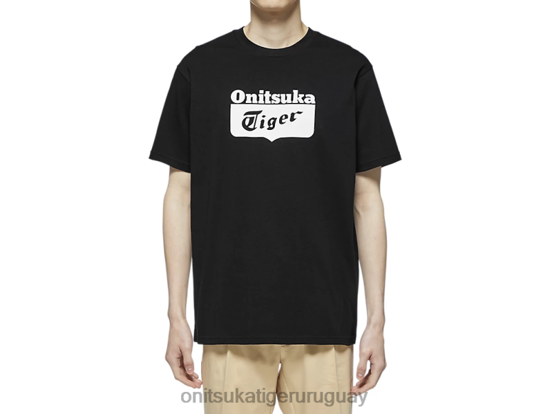 Onitsuka Tiger camiseta con logo unisexo J06BX407 blanco negro ropa