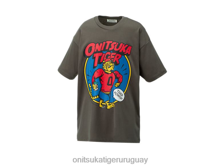 Onitsuka Tiger camiseta gráfica hombres J06BX423 gris oscuro ropa