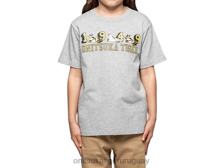 Onitsuka Tiger camiseta gráfica niños J06BX678 gris pluma ropa