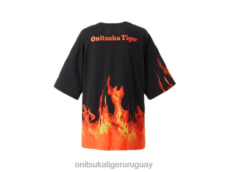 Onitsuka Tiger camiseta gráfica ss hombres J06BX465 negro/naranja ropa