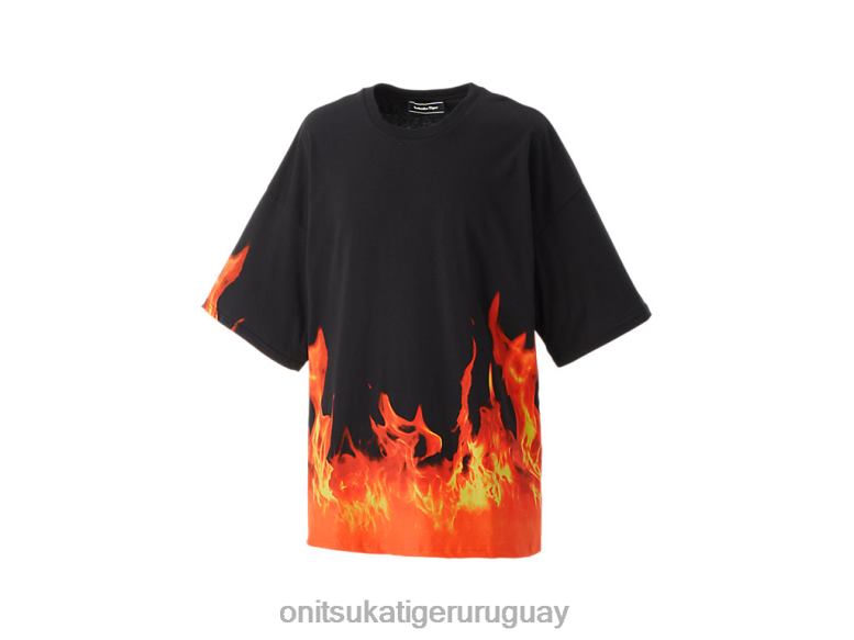 Onitsuka Tiger camiseta gráfica ss hombres J06BX465 negro/naranja ropa