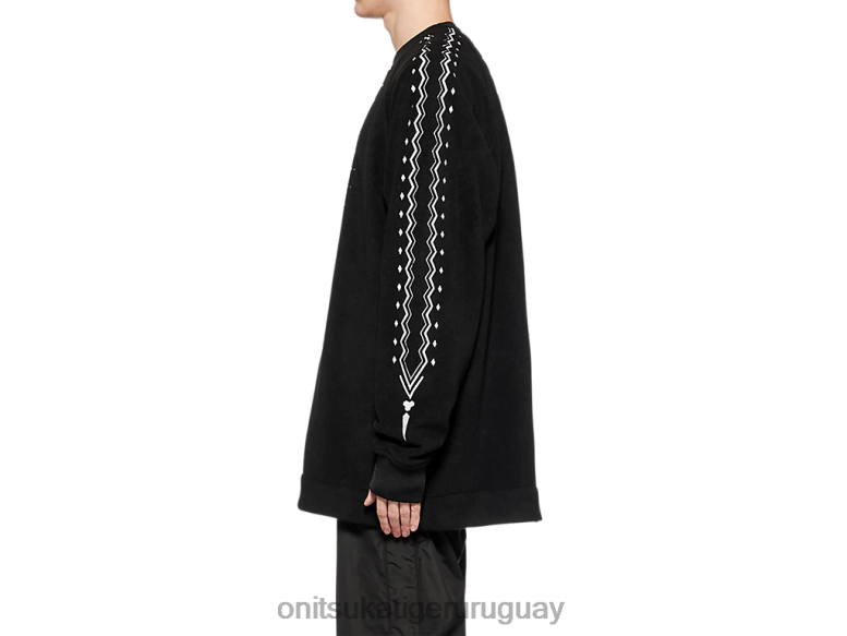 Onitsuka Tiger parte superior de gran tamaño hombres J06BX429 blanco negro ropa