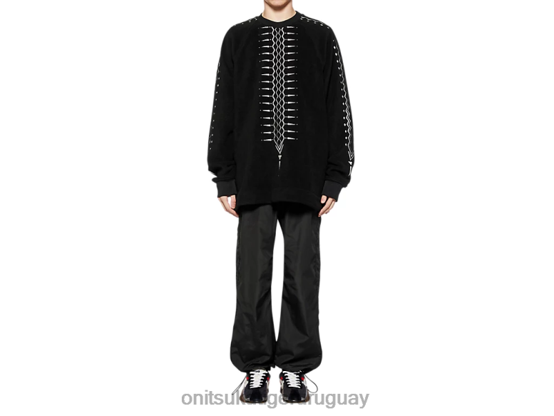 Onitsuka Tiger parte superior de gran tamaño hombres J06BX429 blanco negro ropa