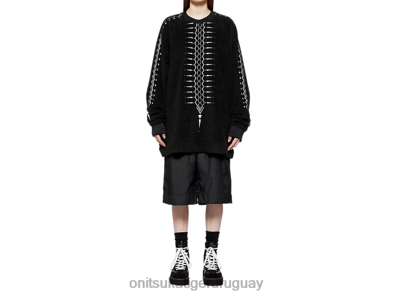 Onitsuka Tiger parte superior de gran tamaño hombres J06BX429 blanco negro ropa