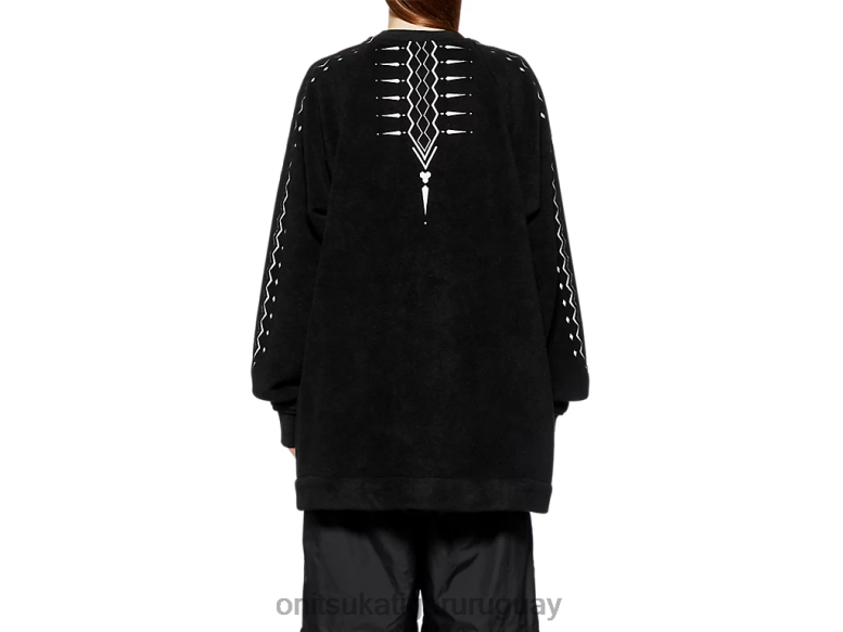 Onitsuka Tiger parte superior de gran tamaño hombres J06BX429 blanco negro ropa