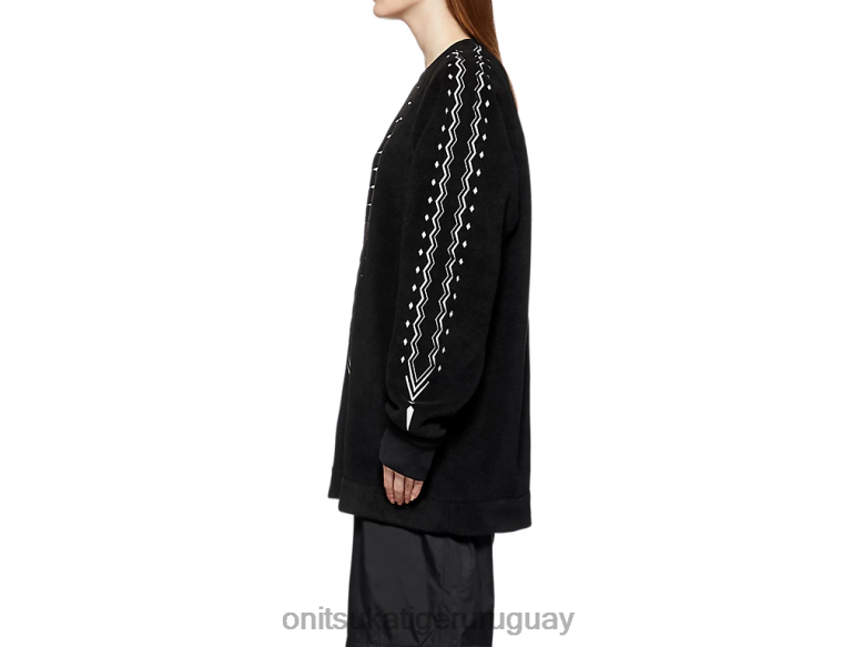 Onitsuka Tiger parte superior de gran tamaño hombres J06BX429 blanco negro ropa