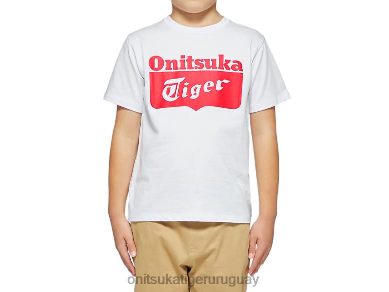 Onitsuka Tiger camiseta con logo niños J06BX660 blanco rojo ropa