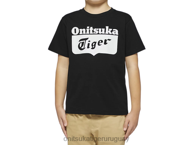 Onitsuka Tiger camiseta con logo niños J06BX661 blanco negro ropa