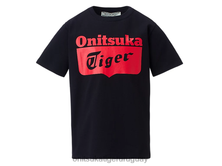 Onitsuka Tiger camiseta con logo niños J06BX673 alerta de rendimiento negro/rojo ropa