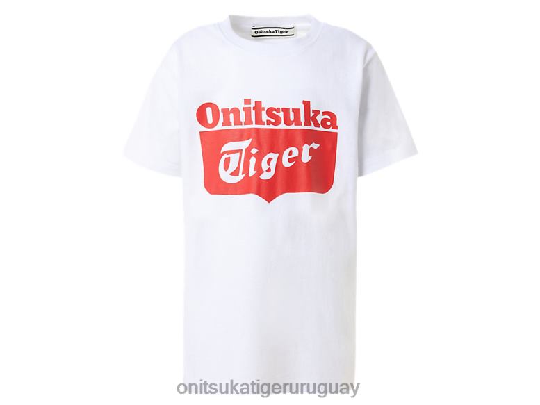 Onitsuka Tiger camiseta con logo niños J06BX677 blanco real/rojo fuego ropa