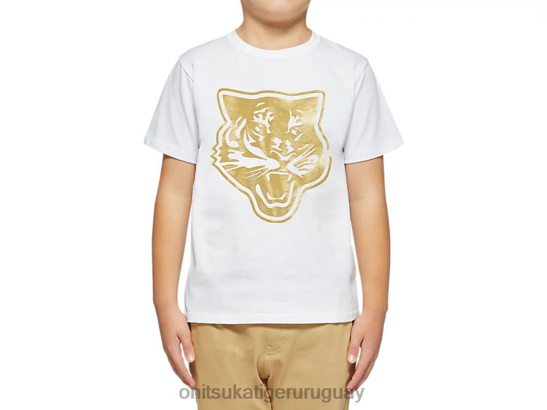 Onitsuka Tiger logotipo gráfico t niños J06BX659 Oro blanco ropa