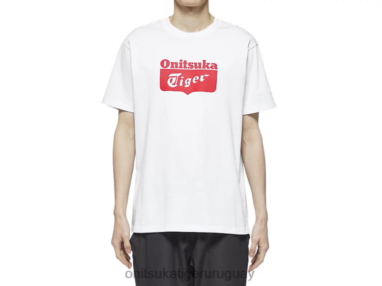 Onitsuka Tiger camiseta con logo unisexo J06BX388 blanco rojo ropa